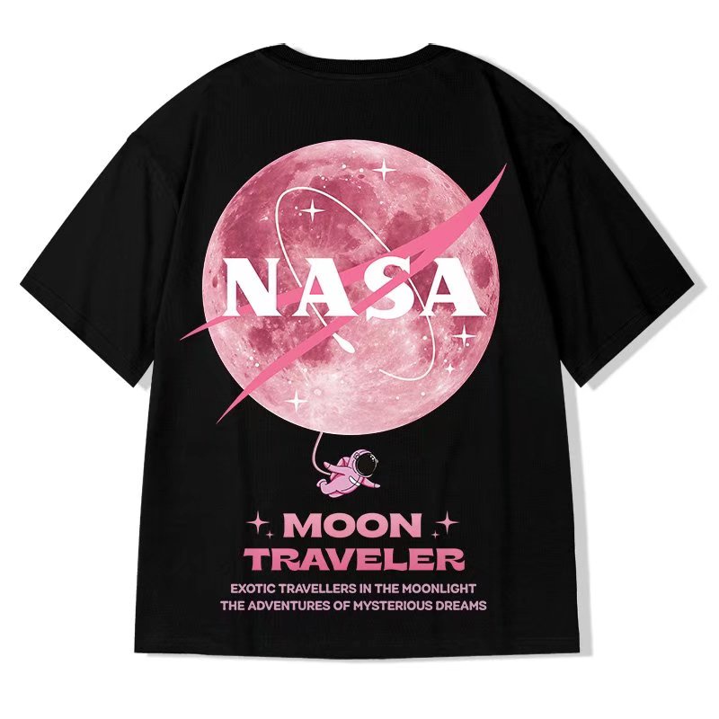 Áo Thun Tay Ngắn Cổ Tròn Dáng Rộng In Hình Phi Hành Gia Thời Trang Mùa Hè Cho Nam Giới Size M-8XL