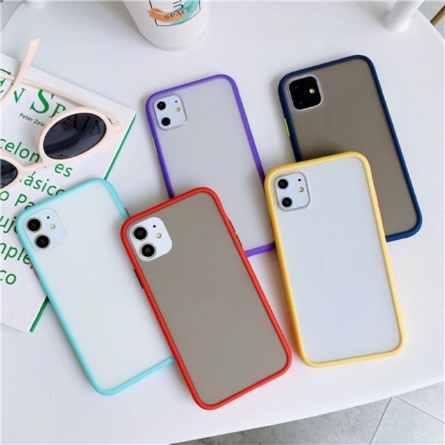 Ốp lưng 6/6 Plus 7/7 Plus/8 Plus/ X/ XS/ XS Max/ XR/ 11/ 11 Pro/11 ProMax chống sốc ốp nhám mờ viền màu