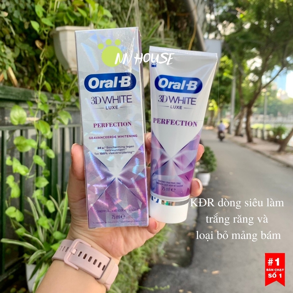 Kem đánh răng Oral b 3D White Luxe Perfection làm trắng răng ố vàng - kđr oralb hàng Pháp chăm sóc răng miệng NN HOUSE