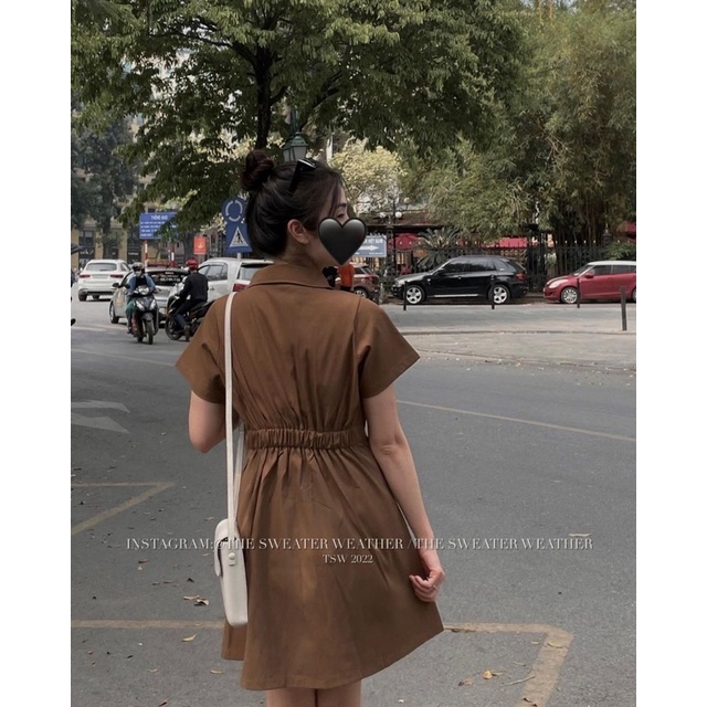 Đầm sơ mi nữ bo eo dáng thanh lịch
