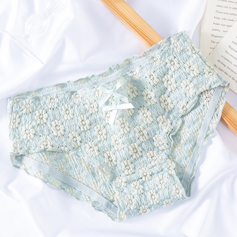 Quần Lót cotton Lưng Vừa Phối Ren Thoáng Khí Thoải Mái Cho Nữ