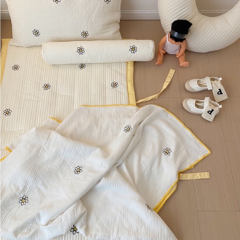 Đệm Cotton 80 Thêu Họa Tiết Hoạt Hình Phong Cách Hàn Quốc Cho Bé