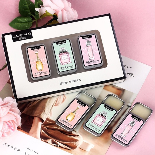 Set 3 Hộp nước hoa LAPEIALO, Nước Hoa Khô Nam Nữ dạng sáp Mùi sang trọng quý phái