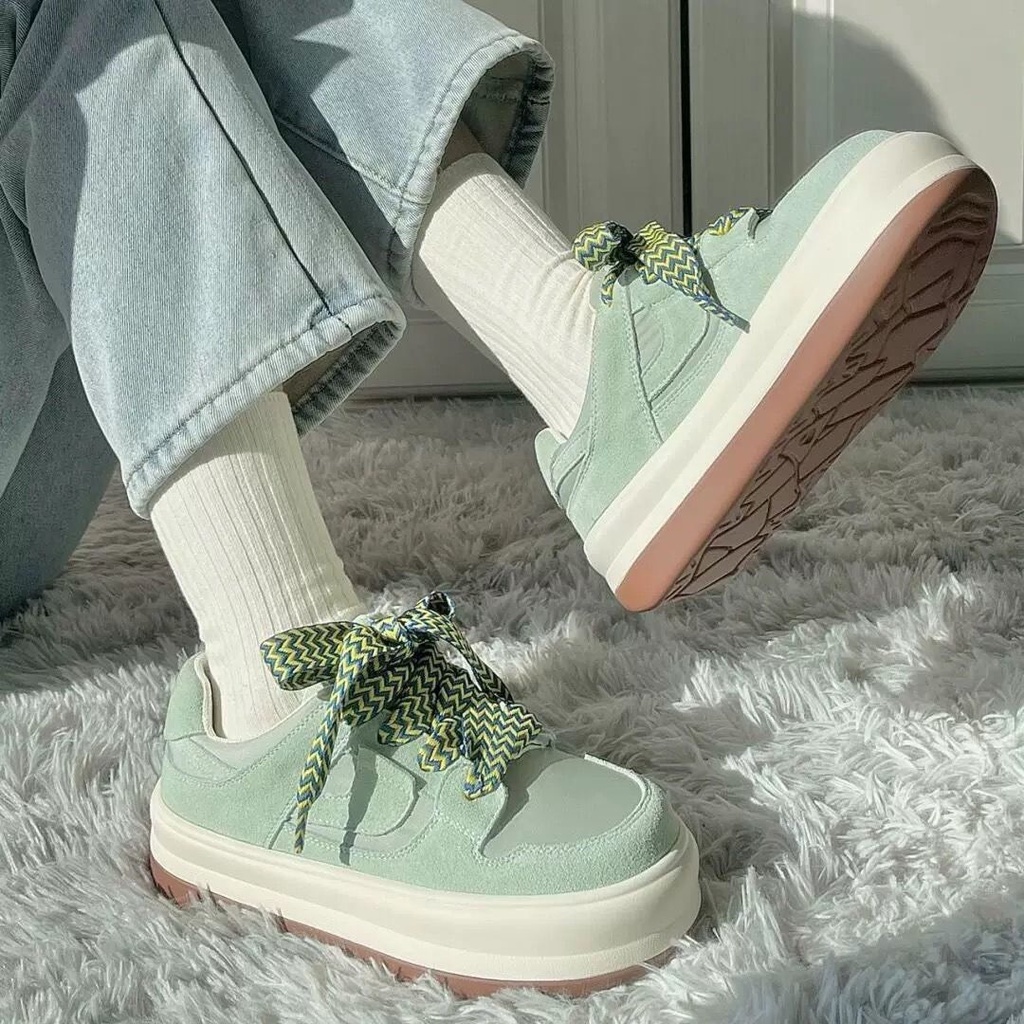 Giày Bánh Mì Nữ Màu Xanh Mint Phong Cách Hàn Quốc Dễ Phối Đồ FLOWER G25 - nguyentrang239