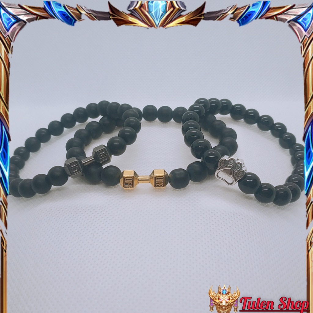 Vòng  tay chuỗi hạt nam nữ thời trang phong cách Hàn Quốc Charm Pet xinh, biểu tượng tạ thể hình