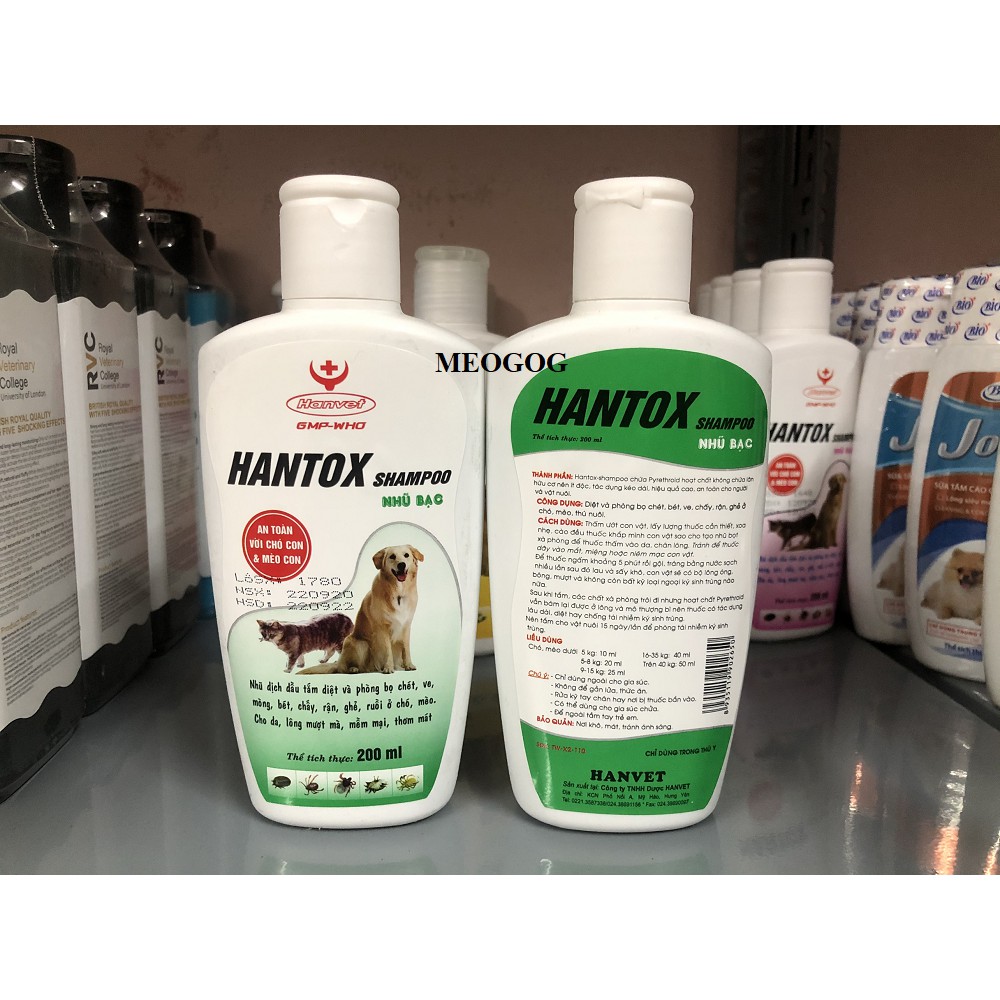 Sữa Tắm Trị Ve Rận Bọ Chét Chó Mèo Hantox Shampoo Hanvet 200ml