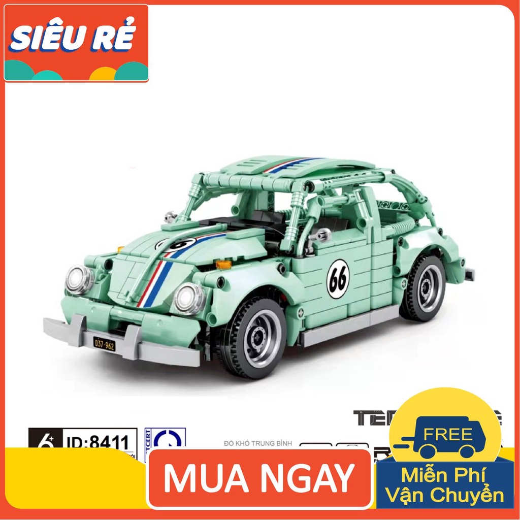 Ô tô điều khiển từ xa- Đồ chơi lắp ghép xe ô tô Volkswagen Beetle-Lego lắp ráp -Hàng cao cấp- Bảo hành 12 tháng