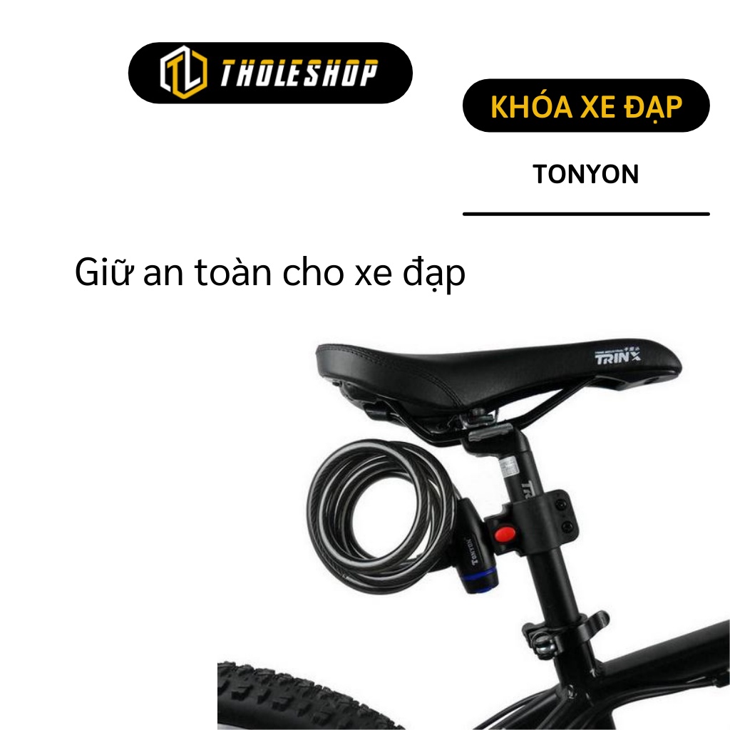Dây khoá chống trộm - Khóa chìa xe đạp Tonyon dài 120cm dây cáp chắc chắn chống nước vào ổ khoá 2584