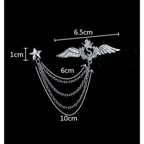 Ghim cài áo EFAN thiết kế ngôi sao năm cánh và đôi cánh phong các Anh Quốc thời trang dành cho cả nam và nữ