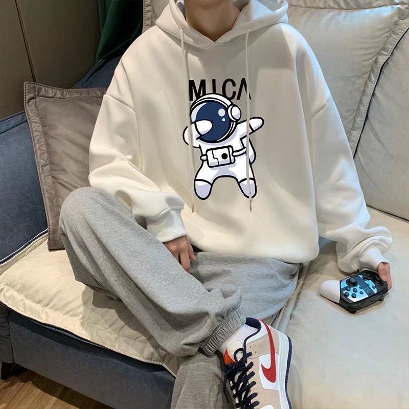 Áo khoác hoodie tay dài dáng rộng in hình phi hành gia phong cách đường phố Hàn Quốc size m-3xl