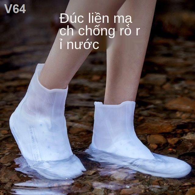 ☍∏❉Bọc giày đi mưa, chống thấm nước, trơn trượt, bao phủ chân nước đế dày mài mòn silicone người lớn nam mưa trẻ em nữ