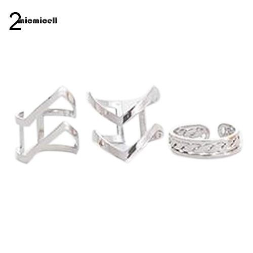 Set 3 nhẫn đeo đốt ngón tay mạ vàng/bạc cá tính cho nữ