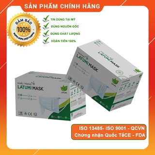 Thùng 50 hộp khẩu trang y tế kháng khuẩn latumi loại bỏ 100% vi khuẩn