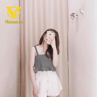 Áo croptop kẻ 2 dây bèo < Siêu Hot 2019 >