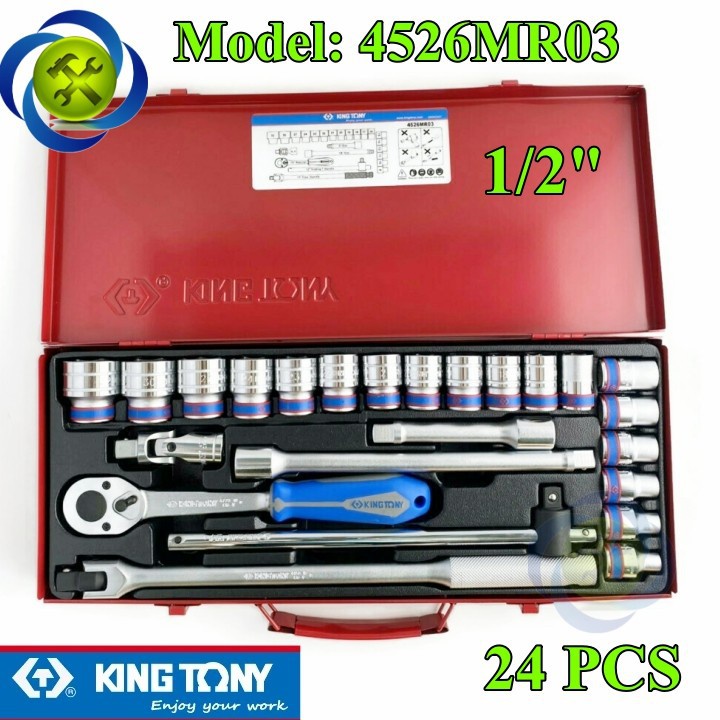 Bộ tuýp 1/2 Kingtony 4526MR03 08-32mm 6 cạnh gồm 24 chi tiết - Kingtony 4526MR03