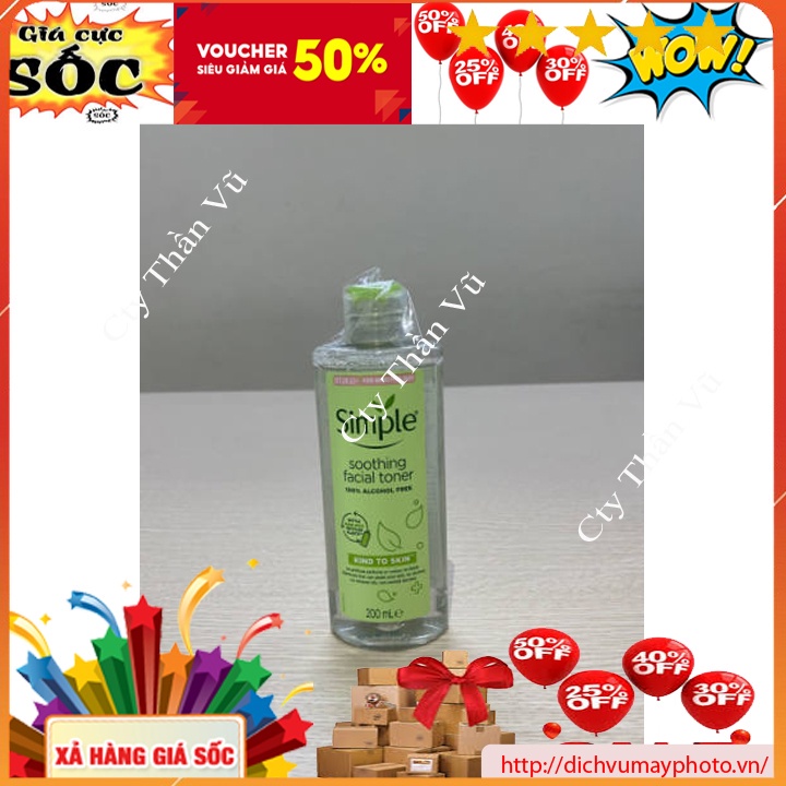 Nước Hoa Hồng Simple Soothing Facial Toner Dung Tích 200ml Không Chứa Cồn, Cân Bằng Độ Ẩm Cho Da kholinhkienmayin