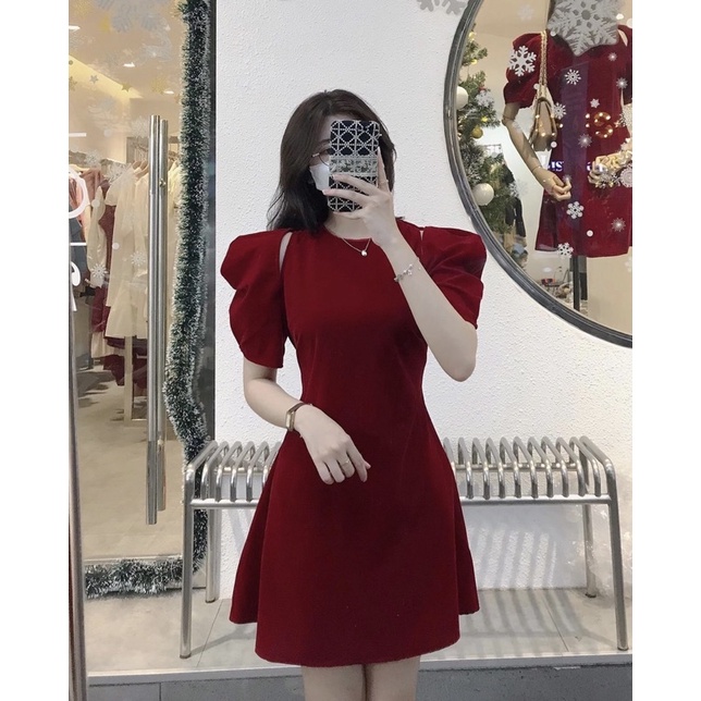 Đầm noel đỏ chất nhung 2da thiết kế hở vai thời trang nữ cực sang chảnh | BigBuy360 - bigbuy360.vn