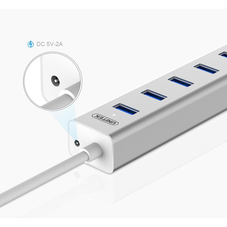 Bộ chia cổng usb 3.0 Unitek Y3090 có nguồn rời kèm theo