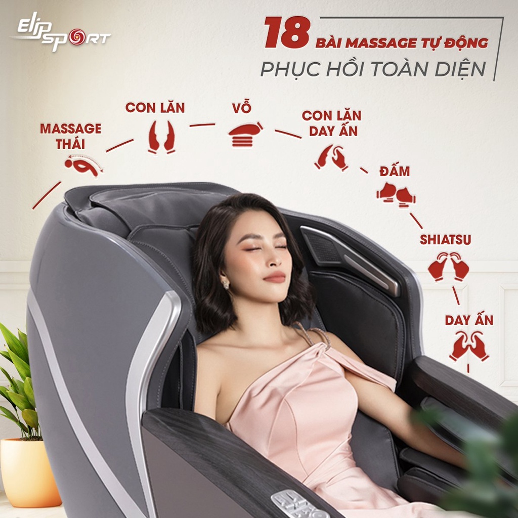 Ghế Massage Toàn Thân ELIP Alexander (AI) - Điều Khiển Bằng Giọng Nói, Thiết Kế Thượng Lưu, Nâng Cao Chất Lượng Cuộc Sốn