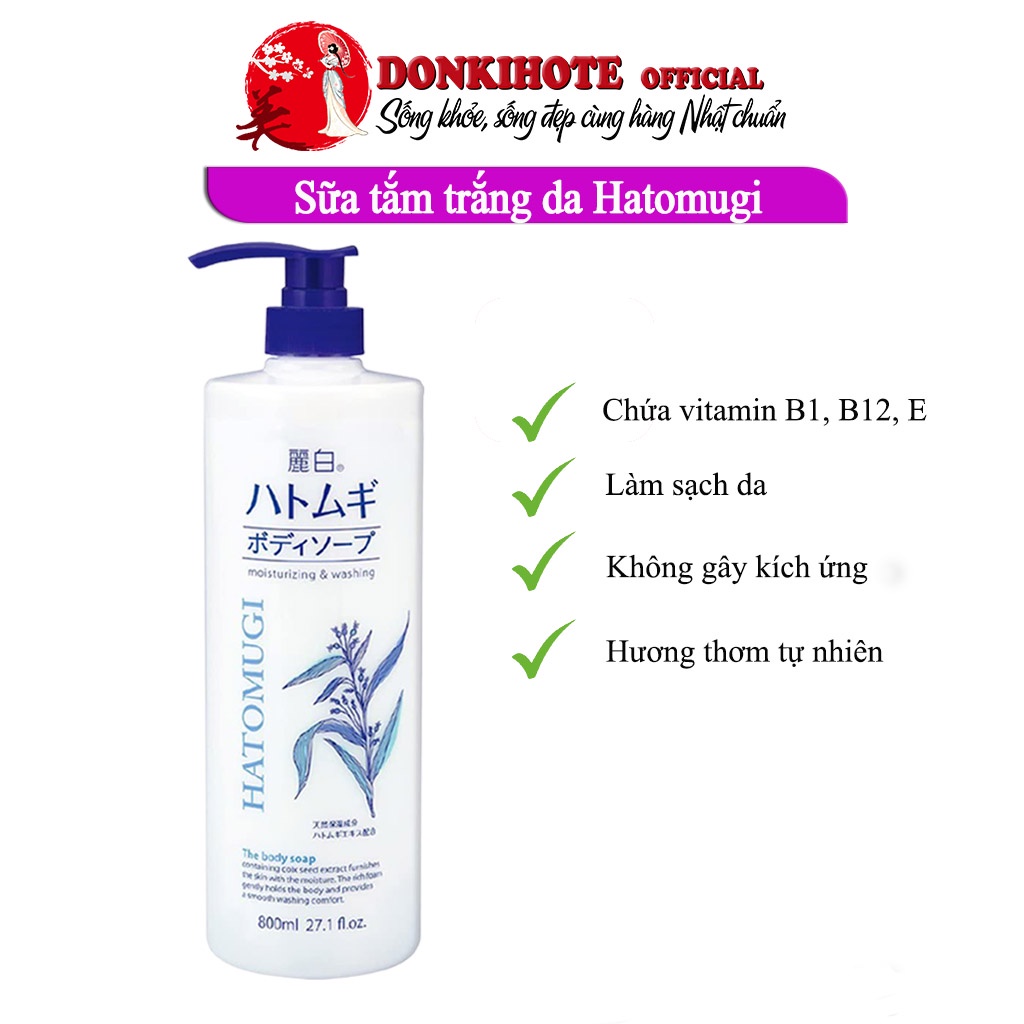 Sữa tắm ý dĩ,sữa tắm hatomugi Moisturizing Washing Nhật Bản 600ml - 800 ml