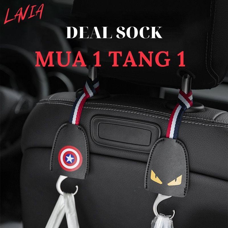 [ MUA 1 TẶNG 1 ] Móc treo đồ vai ghế ô tô tiện ích Logo Mavel + DC bọc da CAO CẤP  ⚡️ Phụ Kiện Trang Trí Xe Hơi