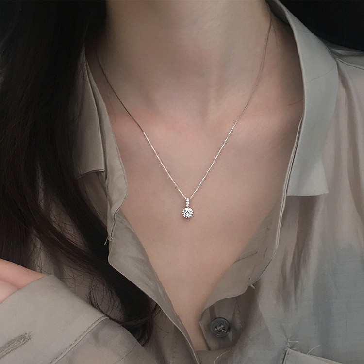 Dây chuyền bạc DaLiA Jewelry mặt đá dài lấp lánh chuẩn bạc ý, dễ phối đồ đi làm đi chơi, bền sáng bóng - D201