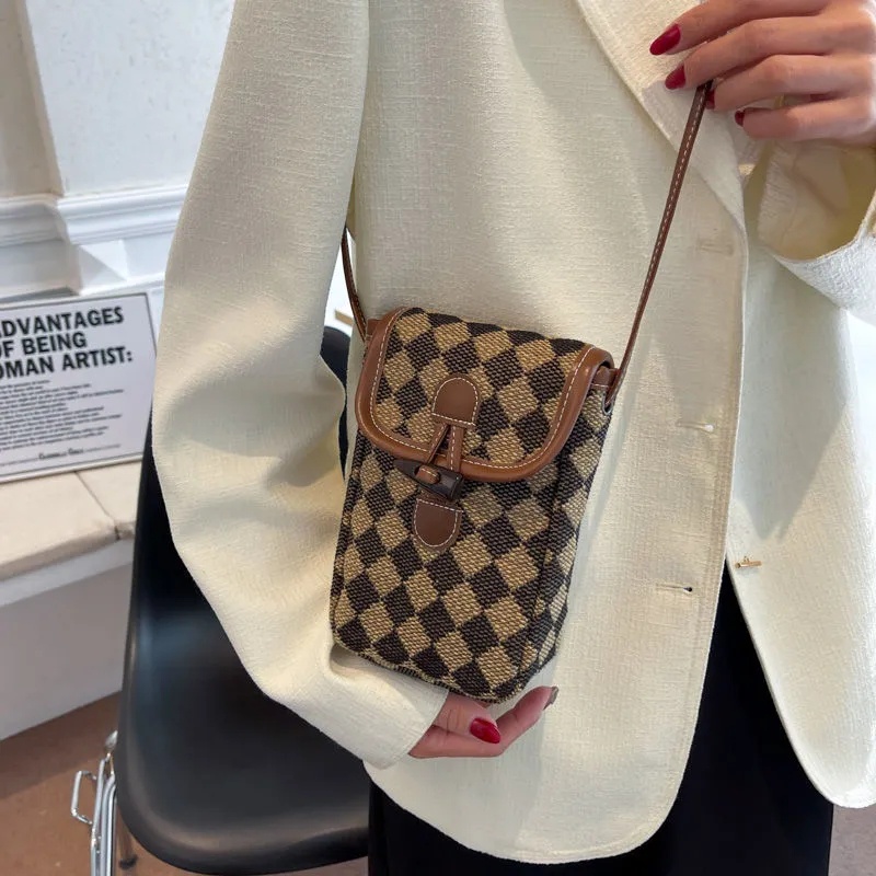 Túi Đeo Vai Đựng Điện Thoại Họa Tiết Kẻ Sọc Thời Trang kf073