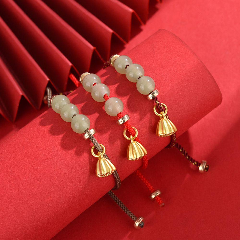 Vòng Tay Dây Bện Đính Ngọc Bích Giả Phong Cách Trung Hoa Dành Cho Cặp Đôi MXMUSTY