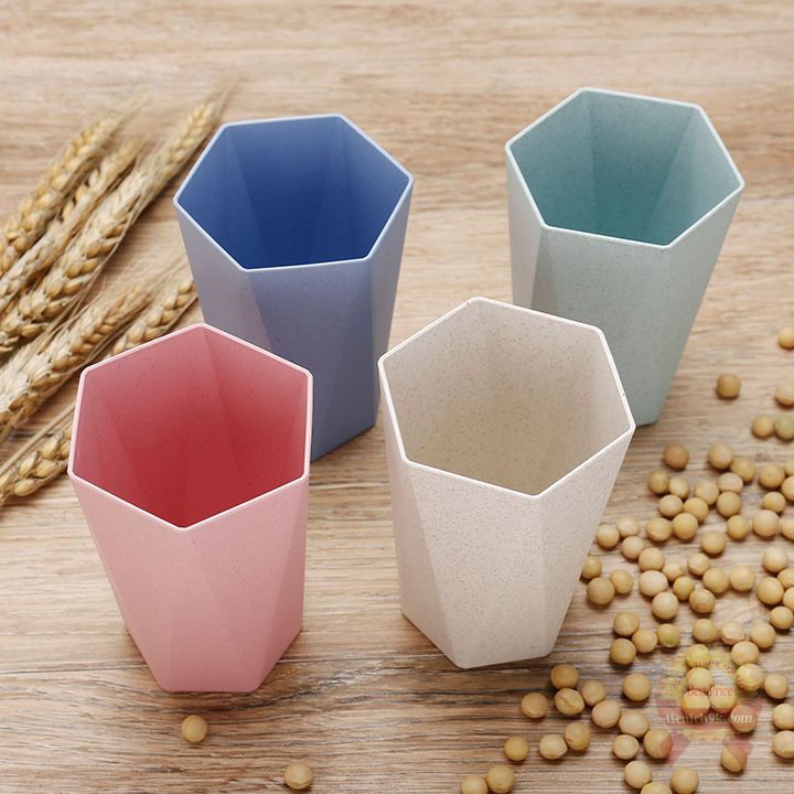 Cốc đánh răng lúa mạch dáng lục giác – cốc uống nước đựng bàn chải súc miệng