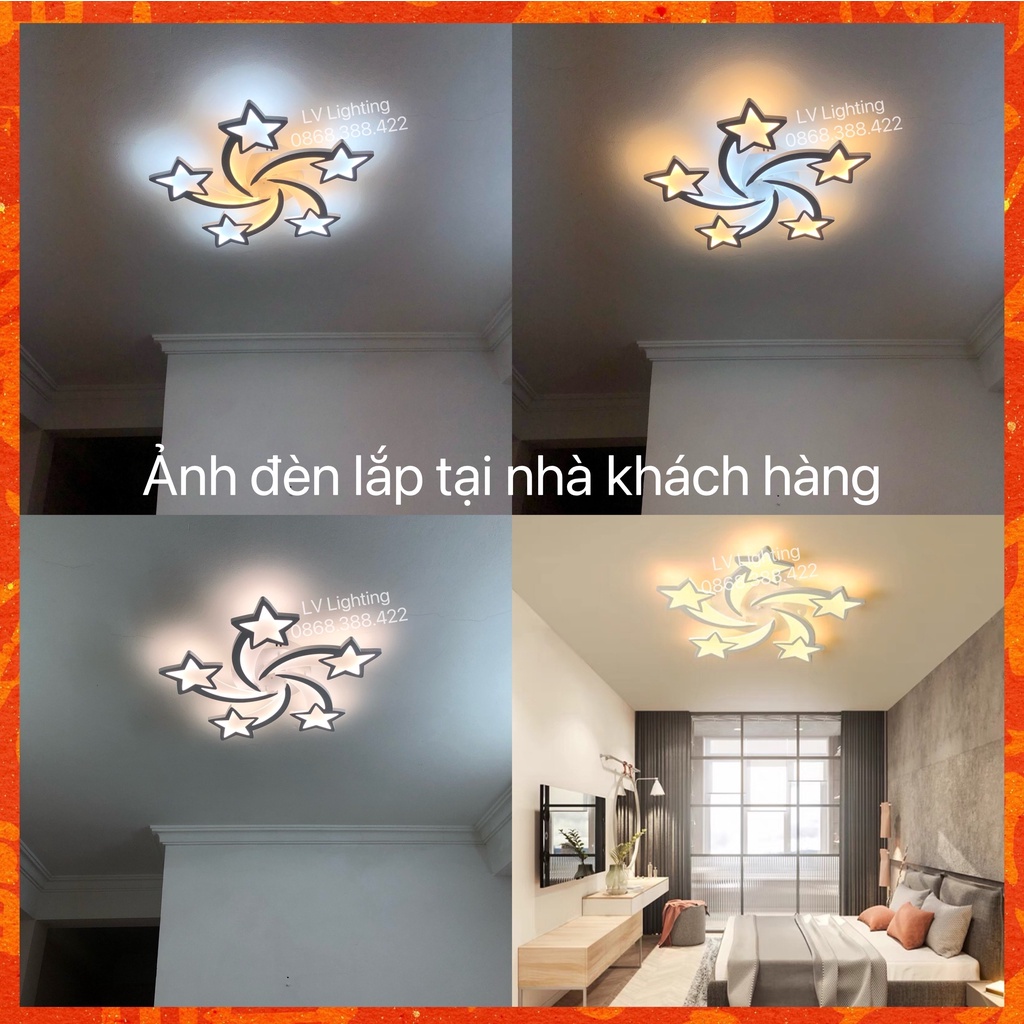 Đèn Trần Trang Trí Phòng Khách Hình Ngôi sao 5 Cánh - Bóng Đèn Led Siêu Sáng - Khung Thép Sơn Tĩnh Điện - Mã 8410/5