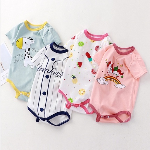 Áo liền quần Cotton HọA TiếT HoạT HìNh Dễ Thương Cho Bé