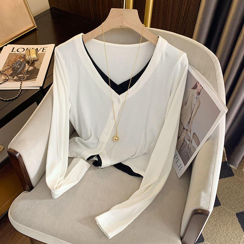 Áo Cardigan Tay Dài Cổ Chữ V Họa Tiết Kẻ Sọc Thời Trang Quyến Rũ Cho Nữ