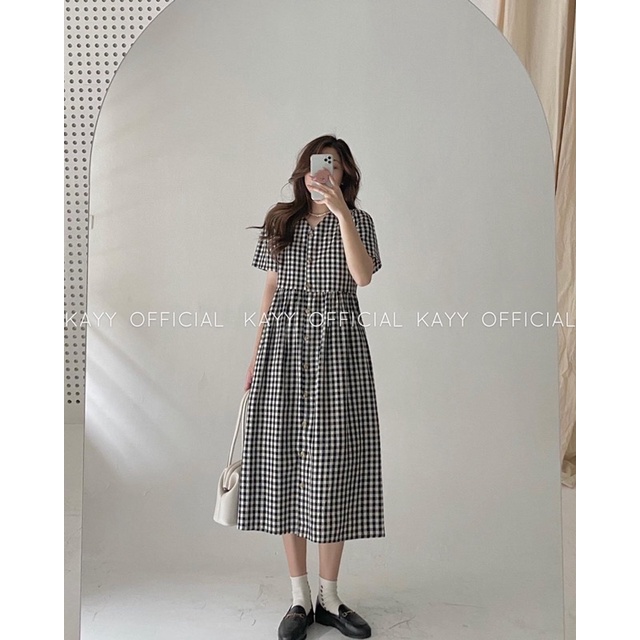 KAYY. Váy kẻ caro khuy dọc - Vkch