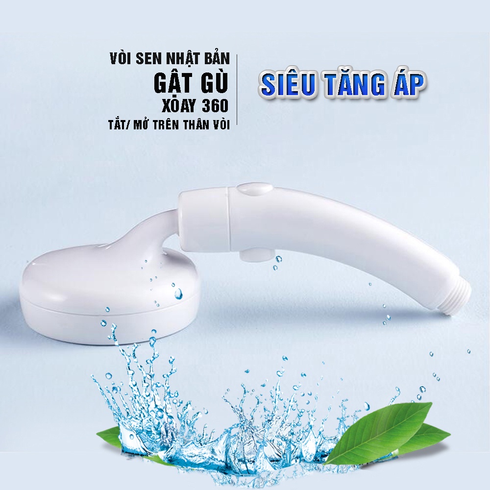 Đầu sen, bát sen, tay sen , vòi sen tăng áp lực Nhật Bản có nút đóng mở trên thân vòi Minh House