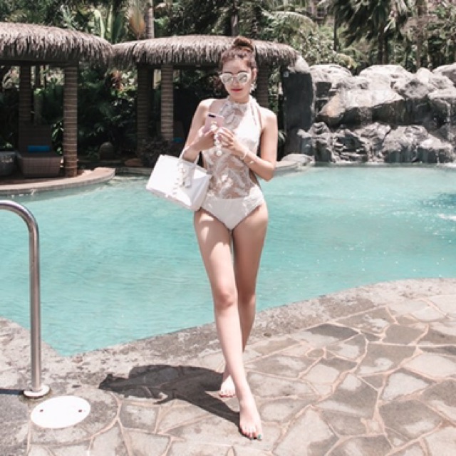 [Mùa dịch- Bán giá gốc] Bikini bộ bơi nữ liền thân hoạ tiết lông chim | BigBuy360 - bigbuy360.vn