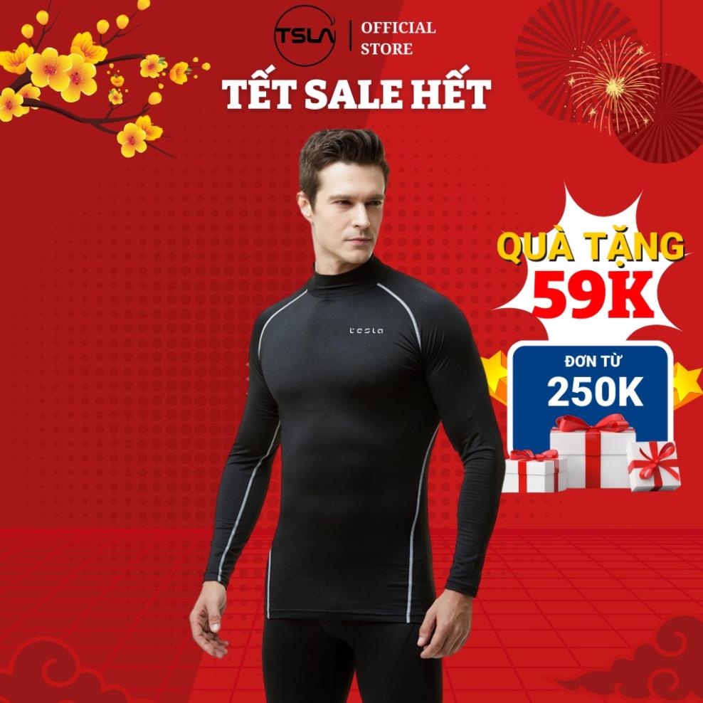 Áo thể thao giữ nhiệt nam TSLA LÓT LÔNG cổ trụ lọ form ôm dành cho tập gym workout đá bóng rổ mùa đông 2022