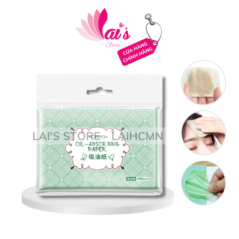 Gói 100 Tờ Giấy Thấm Dầu Rorec Trà Xanh, Kiểm Soát Dầu, Làm Sạch Lỗ Chân Lông, Nội Địa Trung Chính Hãng - LAI'S STORE