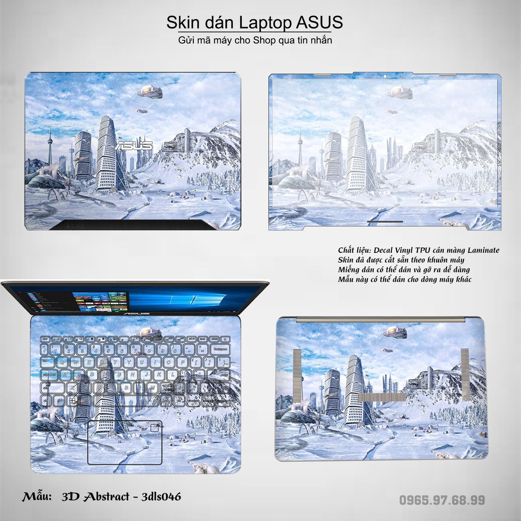 Skin dán Laptop Asus in hình 3D họa tiết (inbox mã máy cho Shop)