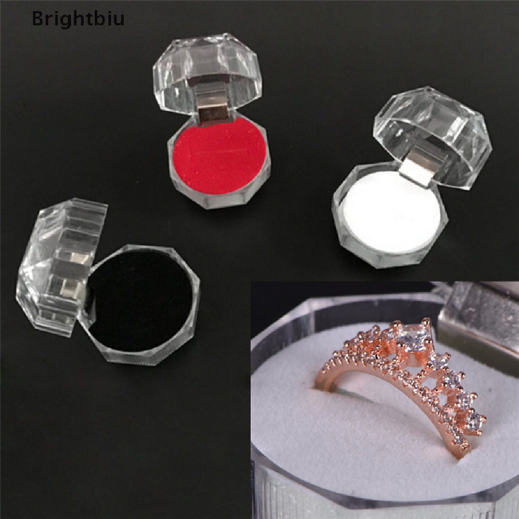 Clear Acrylic Jewelry Gift Box for Ring Holder Wedding Engagement Present New