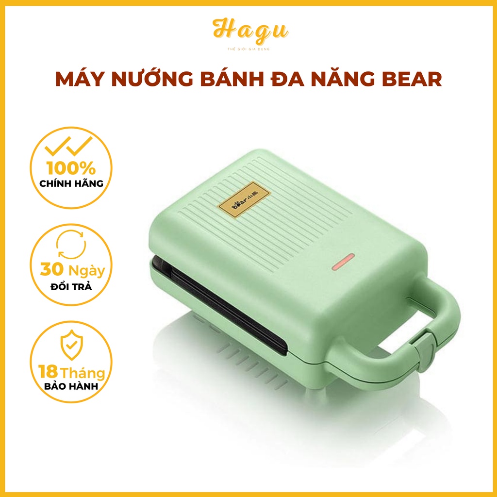 Máy Nướng Bánh Mì Kẹp Sandwich Làm Bánh Waffle, Rán Trứng Xúc Xích Bear Hagu