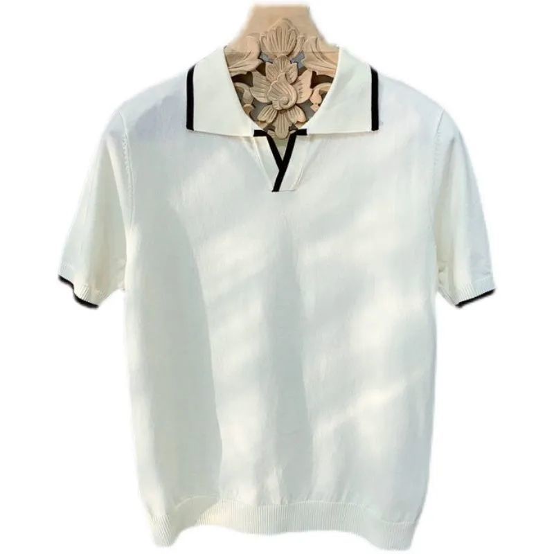 Bán Chạy!F &amp; X Áo Thun polo Dệt Kim Cao Cấp Tay Ngắn Phối Màu Thời Trang Xuân Hè Phong Cách Mới Nhật Bản Cho Nam
