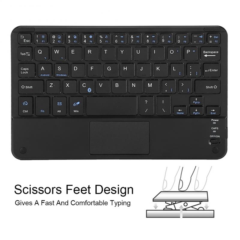 Bamaxis 7 Inch Wireless Ultra Slim Touchpad Scissors Feet Design Bluetooth Keyboard