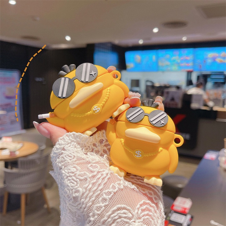 Case Airpods 1/2/3/Pro Vịt Dân Chơi, Ốp Airpods Phong Cách Ngầu Đét Đèn Đẹt - Mã TZAP324