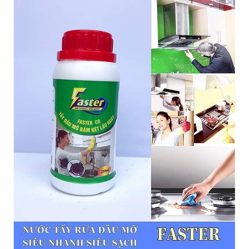 [combo 2 chai] Faster Đánh bay vết ố vàng, cặn lâu ngày trên xoong nồi, bếp, hút mùi và trên inox