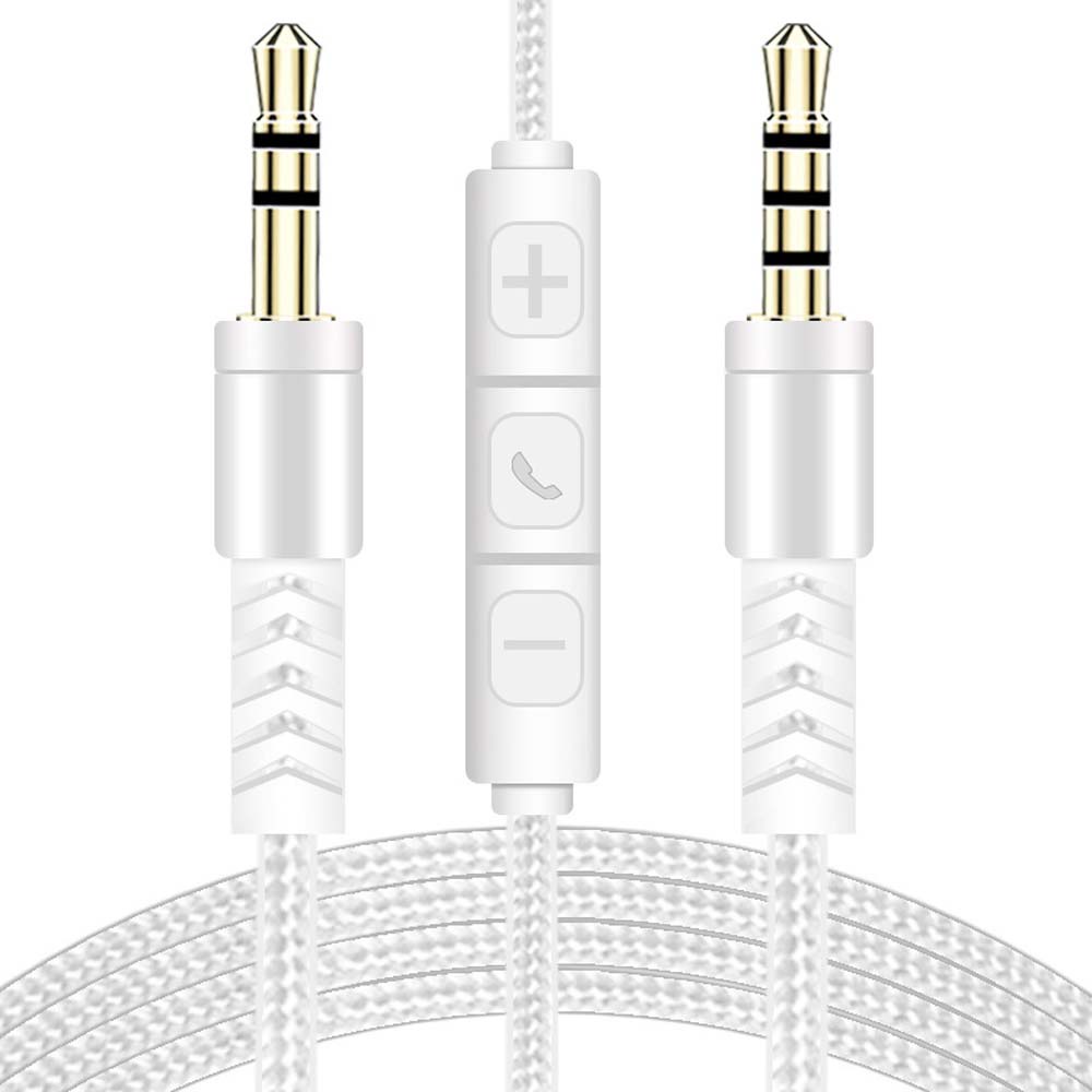 Cáp âm thanh Aux có mic bện nylon dùng cho điện thoại