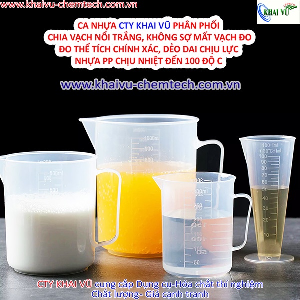 Ca ly đong nhựa CHIA VẠCH NỔI GÂN TRẮNG 100ml 300ml 600ml 1000ml đo thể tích