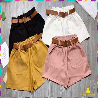 Quần short đùi nữ (kèm nịt) vải kaki ống rộng lưng cao hàn quốc 3 size SML từ 35-57kg (Mã 210705.05)