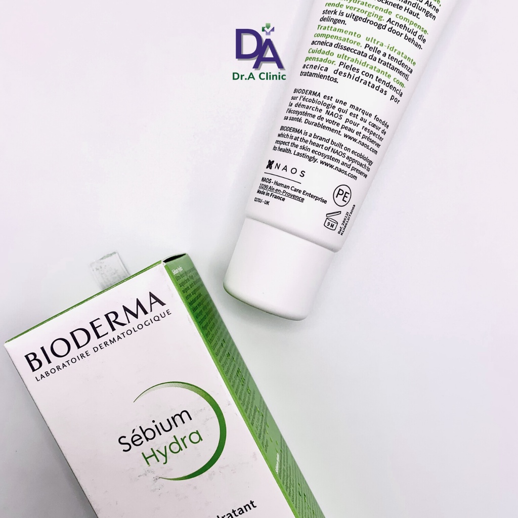 Kem Dưỡng Ẩm Bioderma Xanh Lá Sebium Hydra 40ml giúp giảm mụn và sợi bã nhờn cho da dầu mụn - Dr.A Clinic