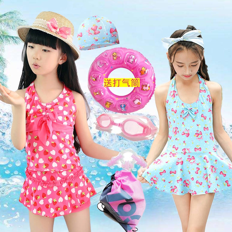 Lace Swimwear Summer Thin Swimwear for Kids Conservative Swimwear for Girls Bộ đồ đồ bơi nữ của các cô gái trong những đứa trẻ lớn tuổi công chúa chia bộ váy sinh viên đồ bơi liên kết với cô bé đồ bơi trẻ em