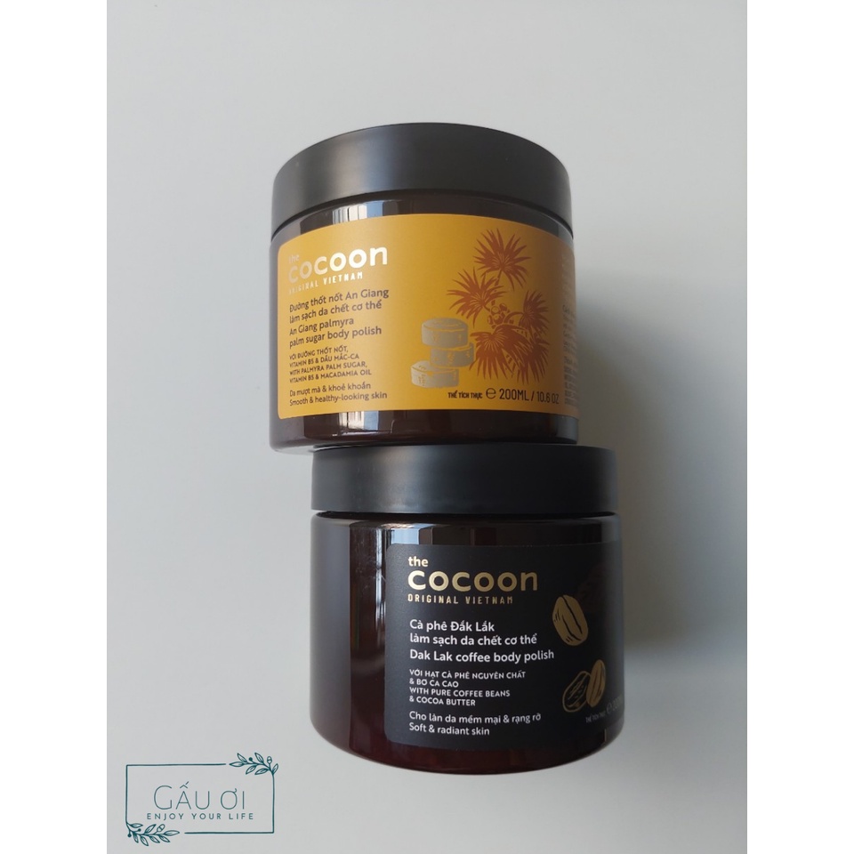 [Chính Hãng] Combo 2 Hủ Tẩy Da Chết Body Cocoon, Tẩy Tế Bào Chết Cocoon 200ml, Từ Hạt Cafe, Đường Thốt Nốt Giúp Sạch Da